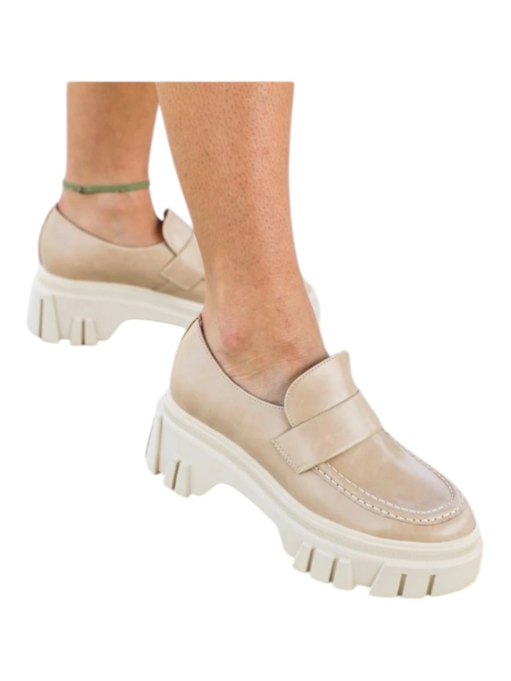 Chinese Laundry Jensen Loafers Chunky Lug Sole Platform Beige Natural Size 9